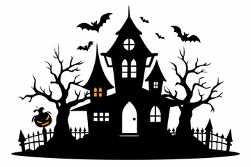 halloween home silhouette black vector