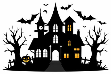 halloween home silhouette black vector