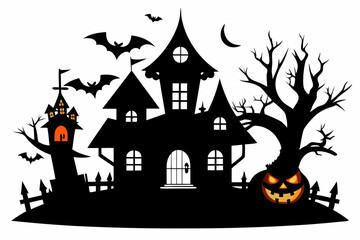halloween home silhouette black vector