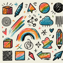 vector set of hand drawn arrows