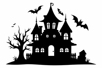 halloween home silhouette black vector