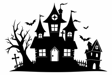 halloween home silhouette black vector
