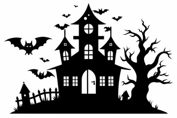 halloween home silhouette black vector