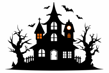 halloween home silhouette black vector