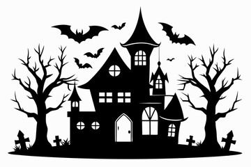 halloween home silhouette black vector