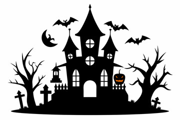 halloween home silhouette black vector