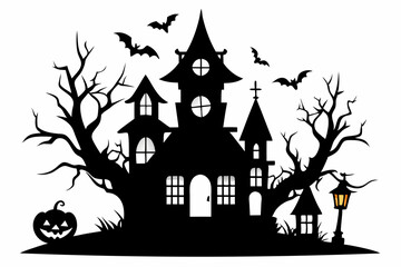 halloween home silhouette black vector