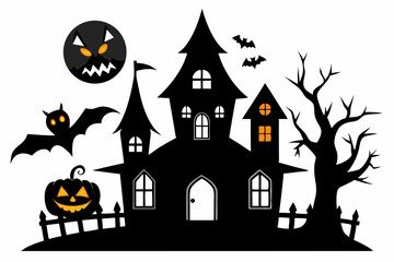 halloween home silhouette black vector
