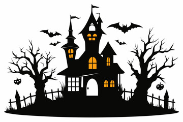 halloween home silhouette black vector