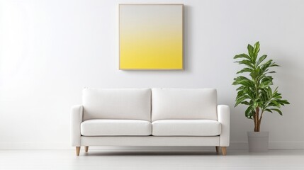 Minimalist living room with a modern sofa and abstract art