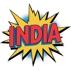 India, comic speech bubble, pop art explosion, comic book explosion