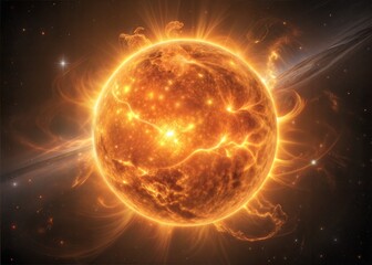 Obraz premium A Powerful Solar Flare Erupts Across the Cosmos.
