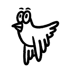 bird png cute cartoon handwrite design kid and art doodle outline element
