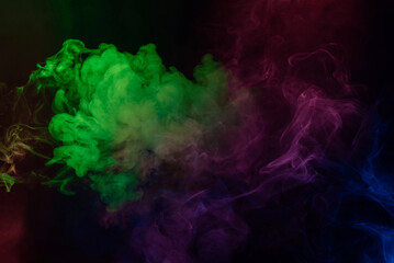 Green and pink steam on a black background.