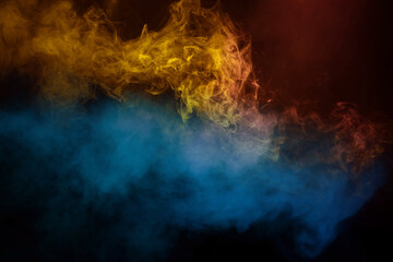 Blue and green steam on a black background.