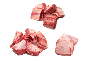 Raw beef ribs isolated on white background.