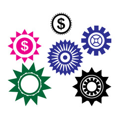 Colorful Gear and Sunburst Icons