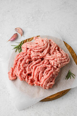 minced poultry and meat on a board