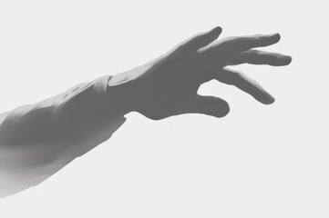 Elegant hand reaching out in a soft gray silhouette with a gentle touch of art