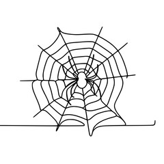 Obraz premium Spider Web Outline - Minimalist Design on transparent background, Halloween