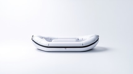 White inflatable raft, angled view, studio shot