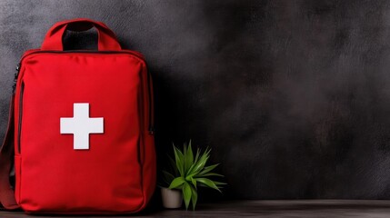 Red First Aid Kit Backpack
