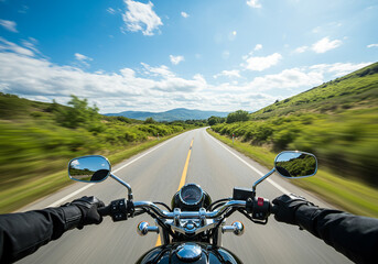 Motorbike Riding on a Mountain Road POV shot