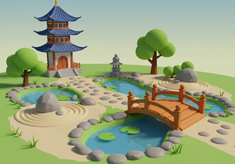 3D Cute Zen Japanese Garden