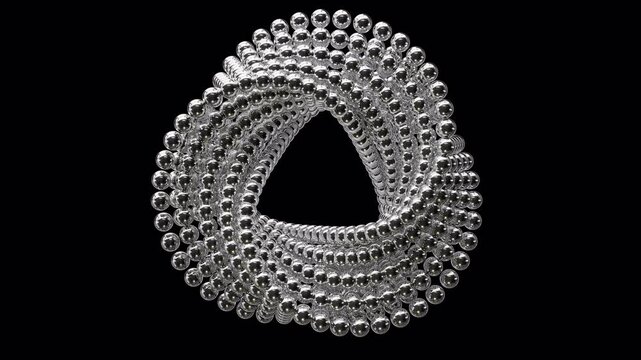 Chrome Beads Mobius Loop Rotation, 3D Render, Alpha Channel, Loop