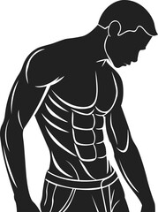 Silhouette of Muscular Torso with Defined Six-Pack Abs