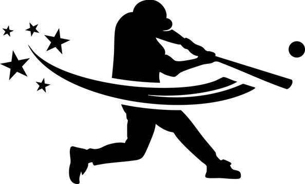 recommend clip art: Baseball Batter baseball game batter player, also known as batsman - batman in motion to hit a pitcher's ball with the bat when teeing off. detailed realistic silhouette