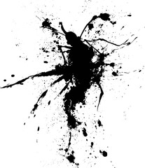 Grunge Mosquito Silhouette With Ink Splatter Texture For Artistic Design Elements