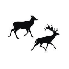 Obraz premium Elegant deer silhouette vector showcasing a leaping form