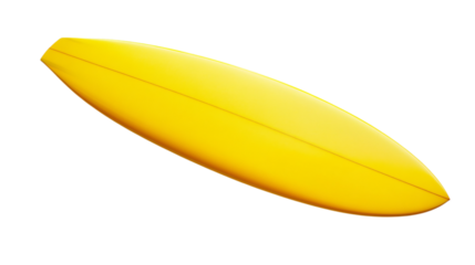 Yellow surfboard on white background