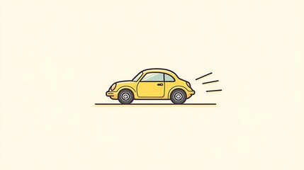 Yellow car driving with simple vector.