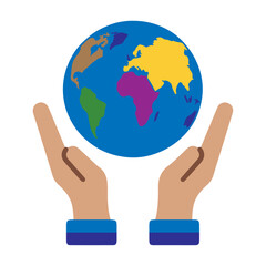 Two Hands Holding a Globe Earth Day Icon Vector for Environmental Awareness