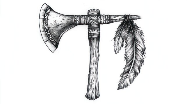 Ornate hand drawn tomahawk graphic