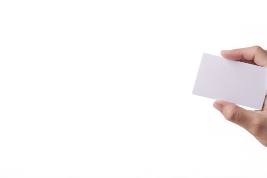 Person presents a blank card with empty space