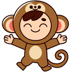 kid with monkey costume
