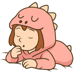 Girl with dino costume