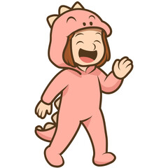 Girl with dino costume
