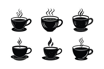 Obraz premium cup tea coffee moment vector art silhouette