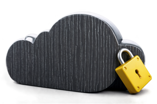 A cloud symbol secured with a padlock for safety