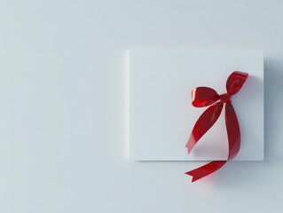 A Simple yet Elegant Gift, Ready to be Unwrapped A Blank White Card with a Vibrant Red Ribbon