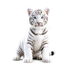 white tiger kitten isolated on transparent background