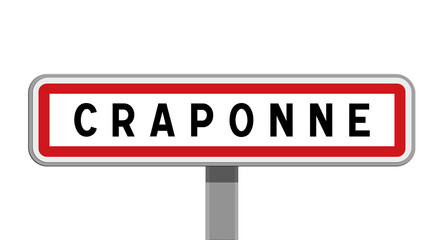 Panneau sur poteau central de ville de Craponne, Rhône