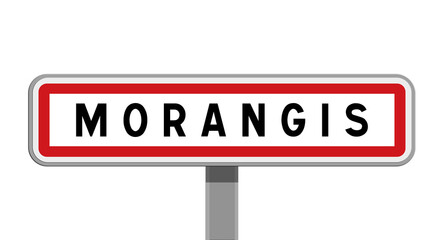 Obraz premium Panneau sur poteau central de ville de Morangis, Essonne