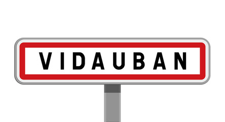 Panneau sur poteau central de ville de Vidauban, Var