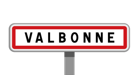 Panneau sur poteau central de ville de Valbonne, Alpes-Maritimes