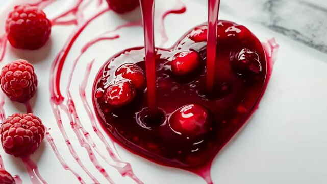 Video of heart formed by raspberry jam 